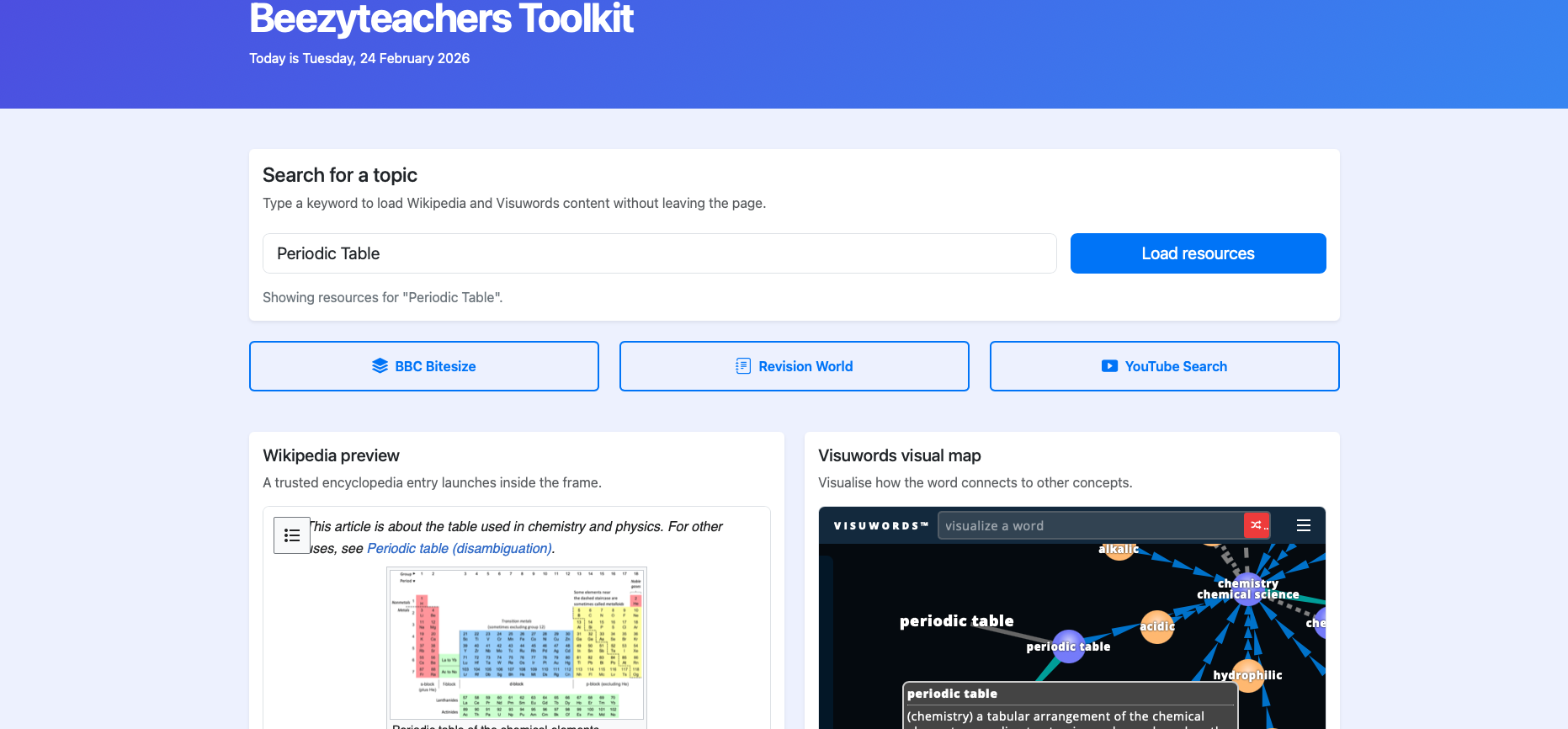 Screenshot preview of BeezyTeachers platform
