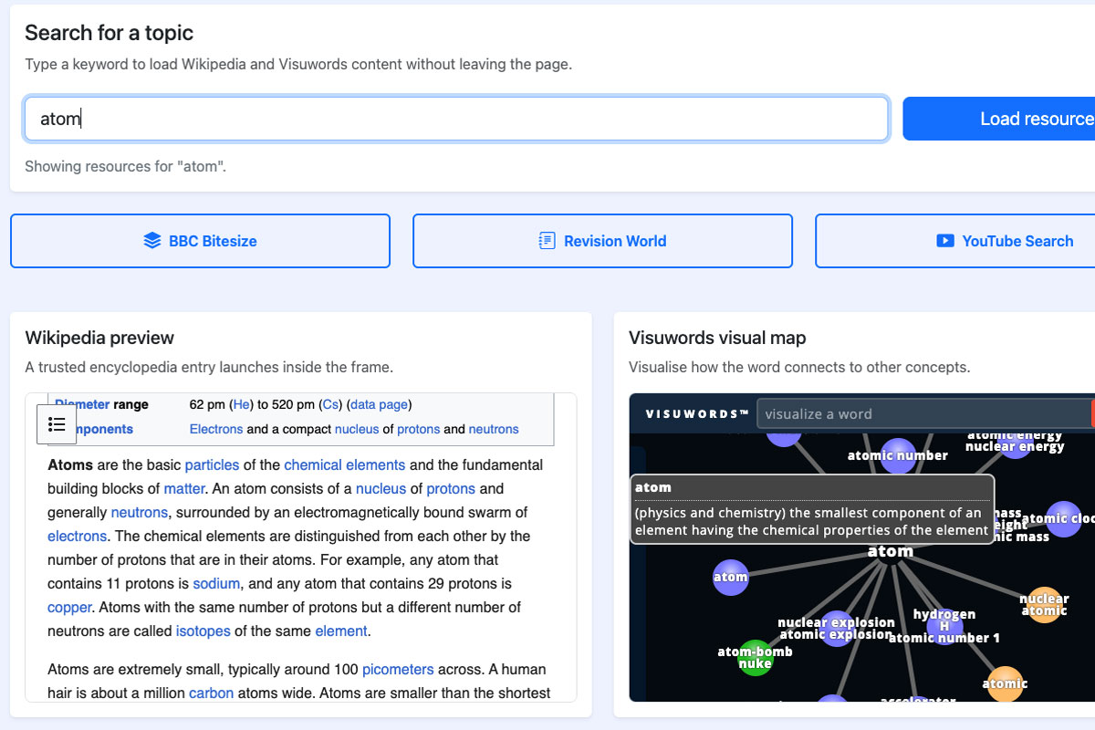 windows for wikipedia and Visuwords